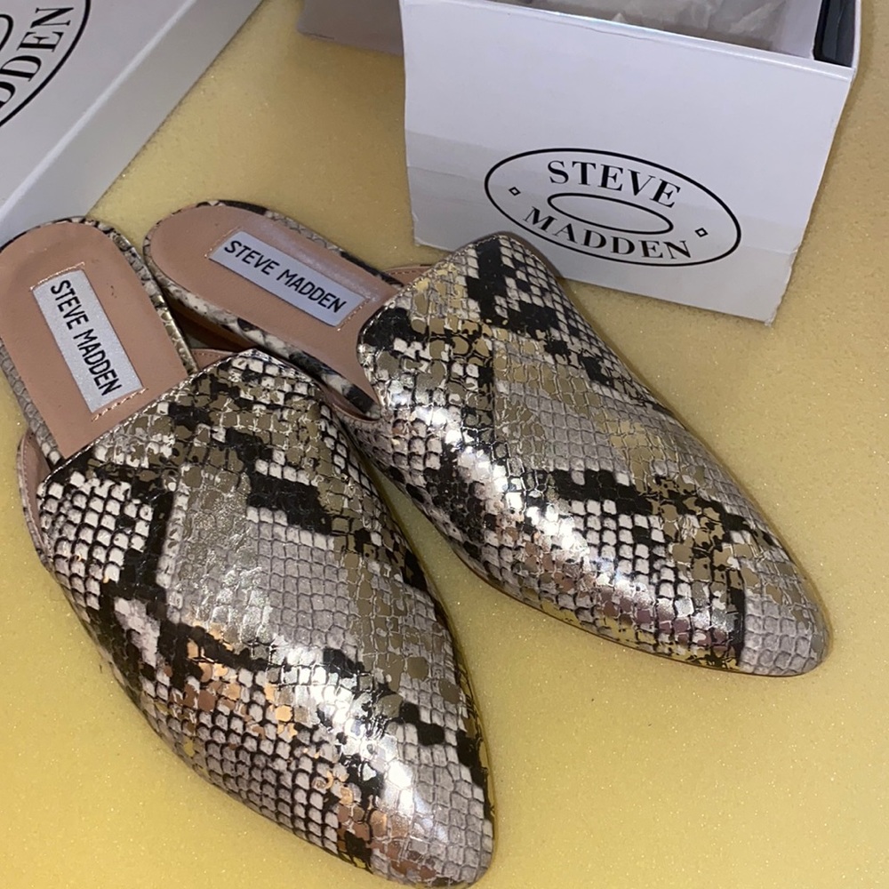Steve Madden Gold Snake Mule